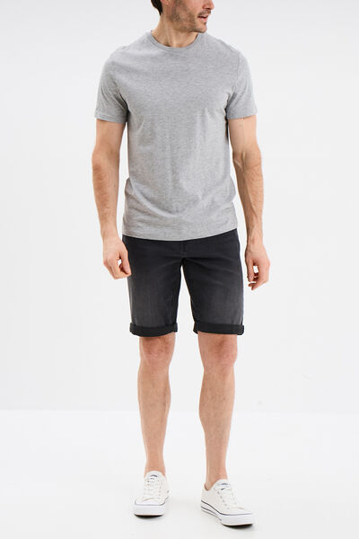 Bermuda stretch droit en jean denim noir homme