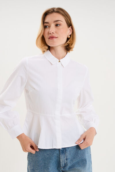 Blouse peplum manches longues blanc femme