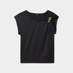 T-shirt asym&eacute;trique avec broche noir femme
