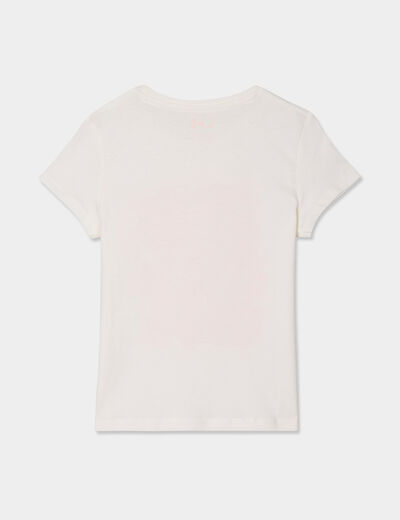T-shirt manches courtes coton ivoire fille