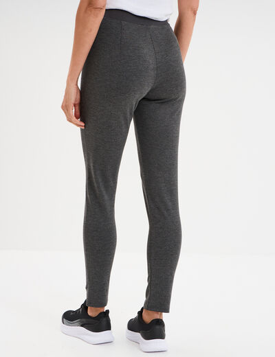 Legging taille haute &eacute;lastiqu&eacute;e gris fonc&eacute; femme
