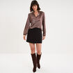 Blouse manches longues col tunisien terracotta femme