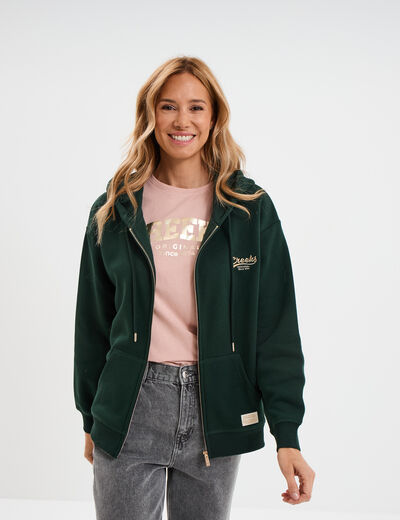 Sweat zippé à capuche Creeks Original vert foncé femme