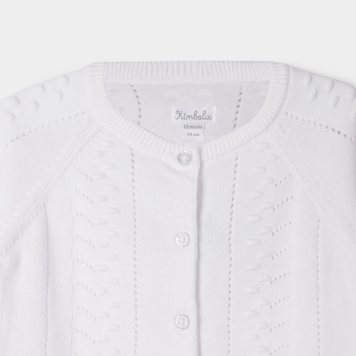 Gilet manches longues boutonné coton blanc bébé fille