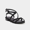 Sandales avec brides en cuir noir femme