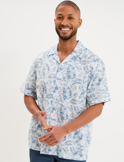 Chemise en coton manches courtes bleu homme