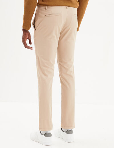 Pantalon chino slim coton marron cognac homme