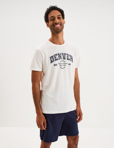 Ensemble pyjama t-shirt et short blanc homme