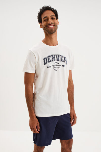 Ensemble pyjama t-shirt et short blanc homme