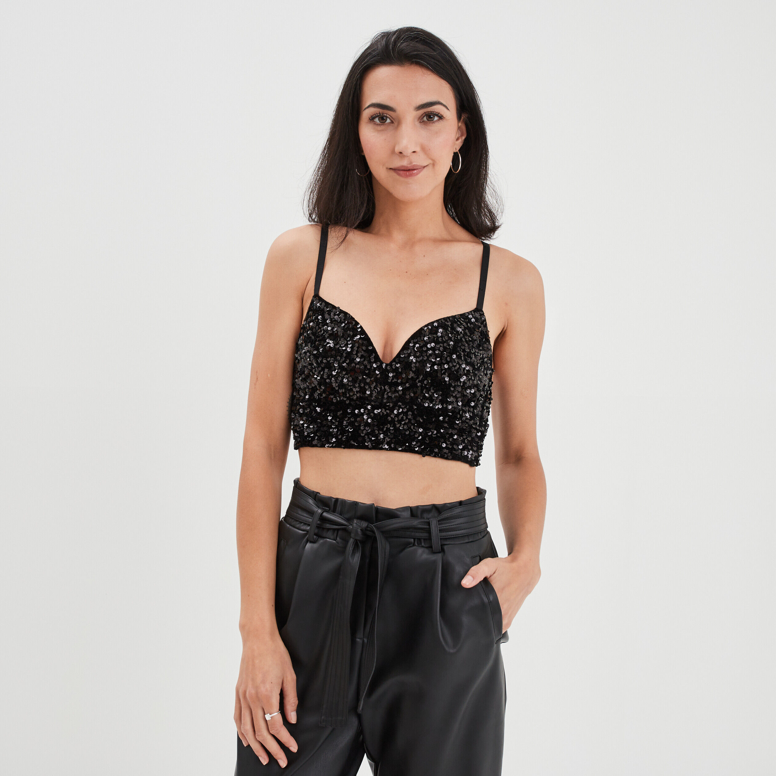 Soutien-gorge bustier padded à sequins noir femme MOSQUITOS