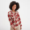 Chemise manches retroussables poches rouge femme