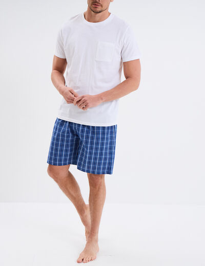 Ensemble pyjama short et t-shirt coton blanc homme