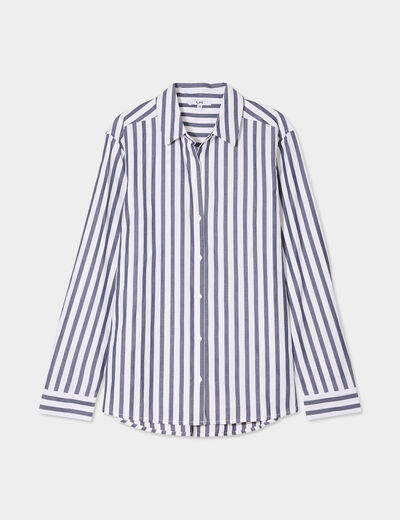 Chemise manches longues bleu marine femme