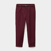 Pantalon chino regular ceinture tress&eacute;e violet fonc&eacute; femme