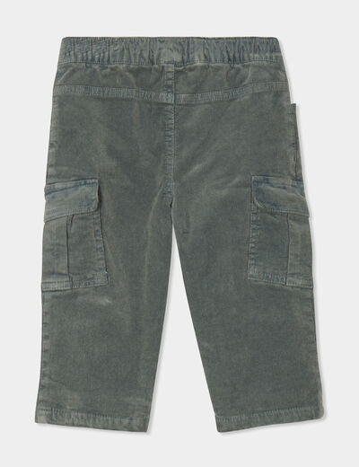 Pantalon velours côtelé coton Creeks vert canard bébé garçon
