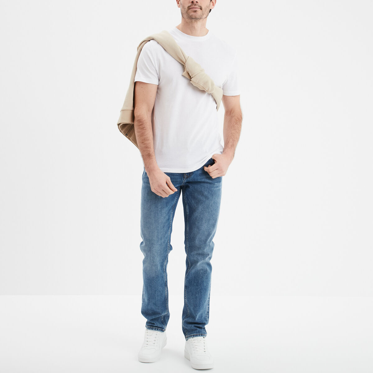 Jeans denim straight 5 poches denim double stone homme