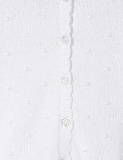 Gilet coton boutonné à bord festonné blanc bébé fille