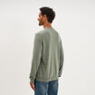 Pull col rond manches longues vert kaki homme