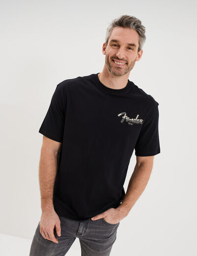T-shirt manches courtes coton Fender noir homme