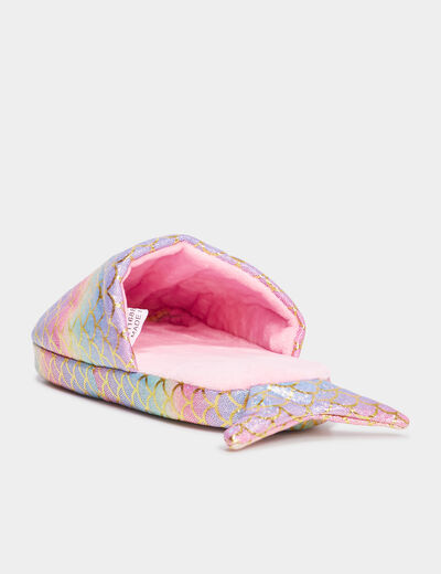 Chaussons mules à paillettes multicolore fille