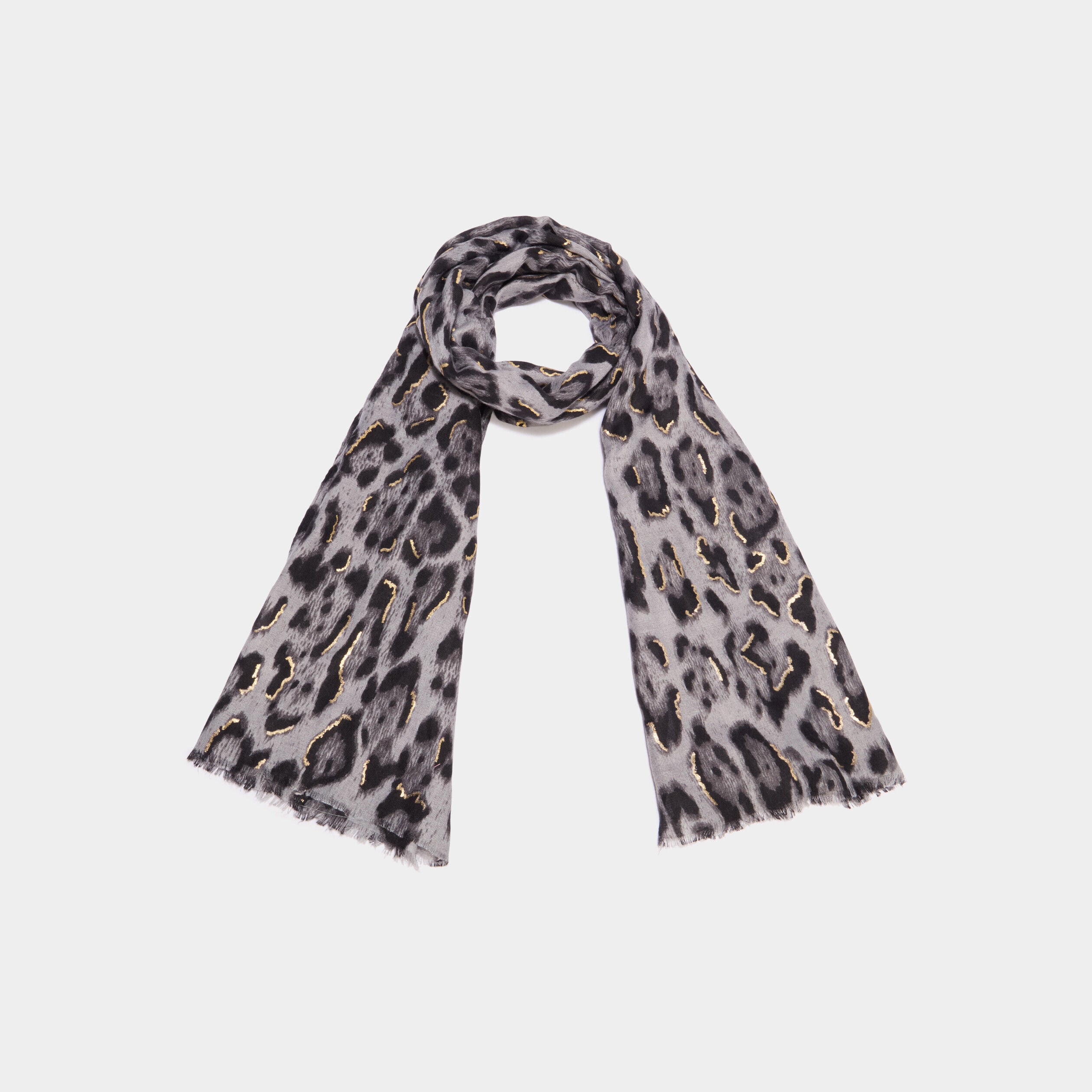 Foulard rectangulaire gris femme LH