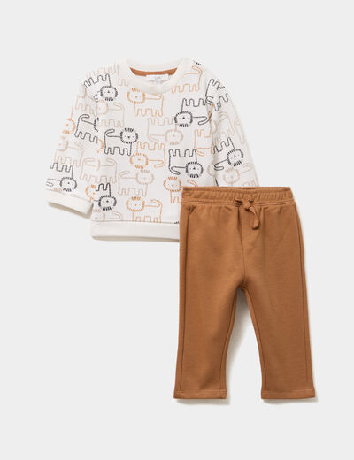 Ensemble de jogging 2 pi&egrave;ces ecru b&eacute;b&eacute; gar&ccedil;on