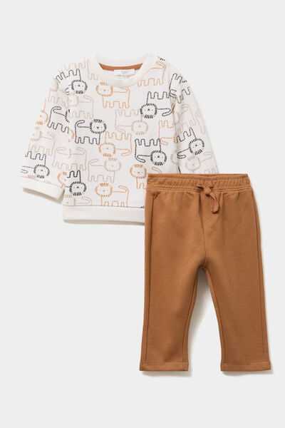 Ensemble de jogging 2 pi&egrave;ces ecru b&eacute;b&eacute; gar&ccedil;on