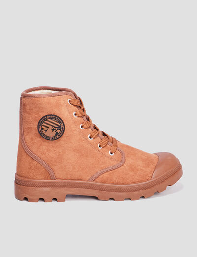 Baskets montantes fourrées marron femme