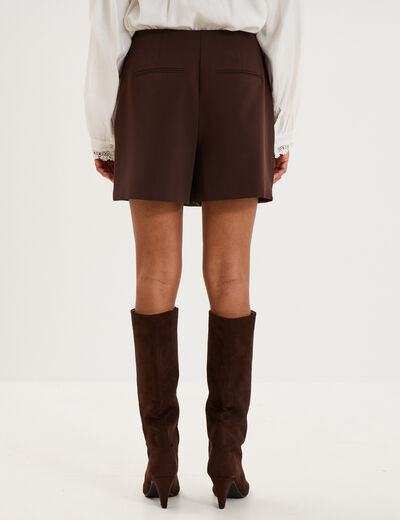 Jupe-short portefeuille courte marron fonc&eacute; femme