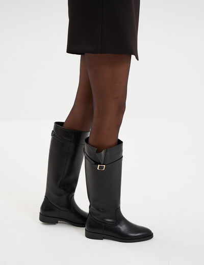 Bottes hautes avec boucles noir femme