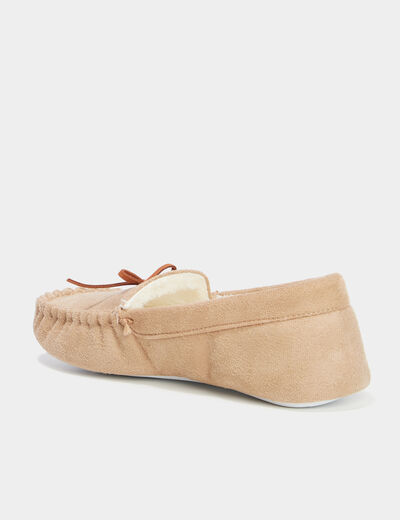 Chaussons mocassins fourrés camel femme