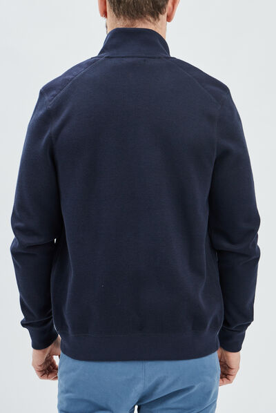 Gilet zippé avec col montant bleu marine homme