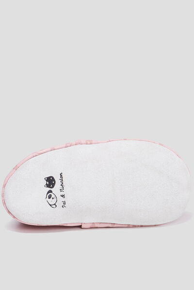 Bottillons en cuir à paillettes rose bébé fille