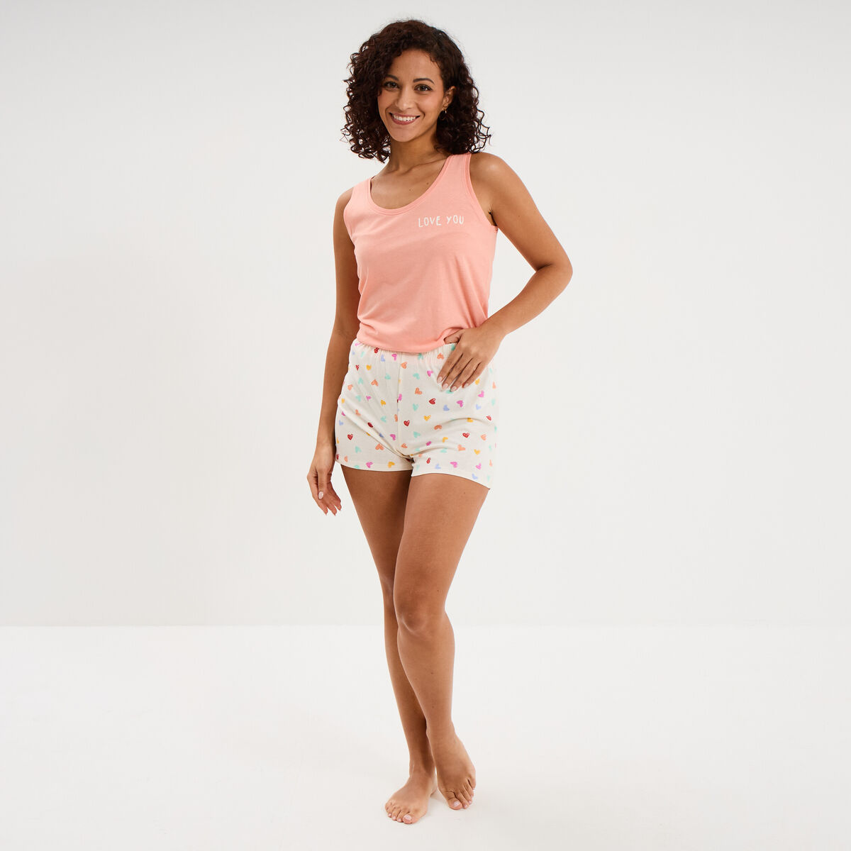D&eacute;bardeur droit coton rose corail femme