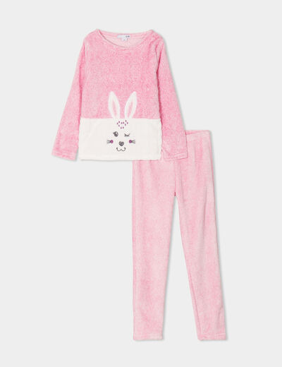 Ensemble pyjama effet polaire mauve fille