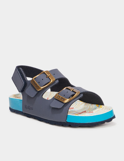 Sandales avec boucles Kickers bleu marine garçon