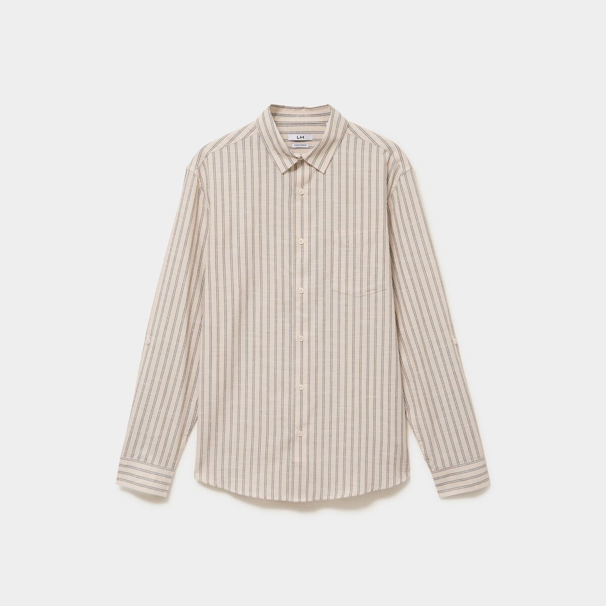 Chemise manches longues coton beige homme