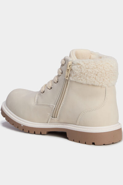 Bottines avec d&eacute;tails fausse fourrure creme fille