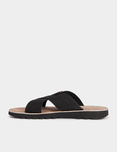 Sandales en cuir noir homme