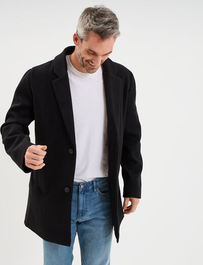 Manteau mi-long 3 en 1 &agrave; capuche noir homme
