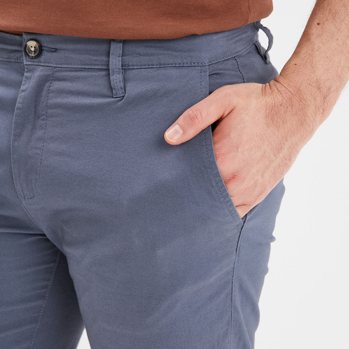 Short chino slim Creeks bleu gris homme