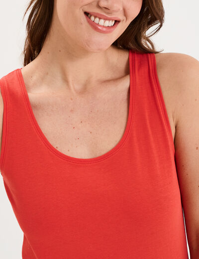 D&eacute;bardeur bretelles larges coton rouge femme
