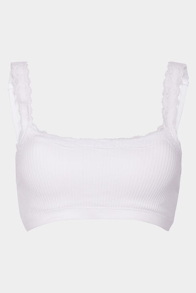 Soutien-gorge brassière côtelé blanc femme
