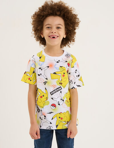 T-shirt manches courtes Pokémon Pikachu blanc garçon