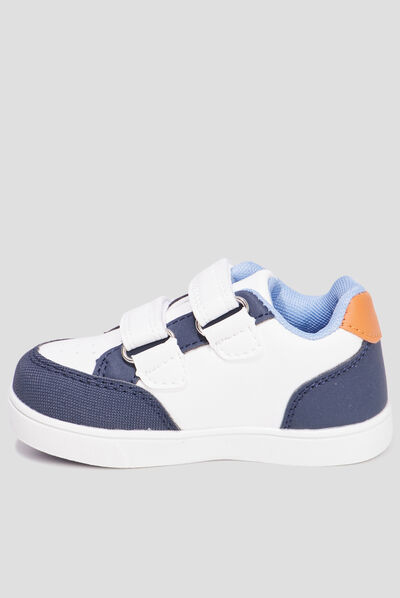 Tennis basses à scratchs Creeks Ticone blanc bébé garçon