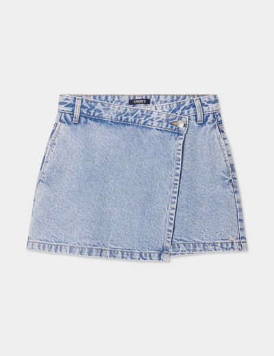 Jupe-short en jean Creeks denim bleach femme