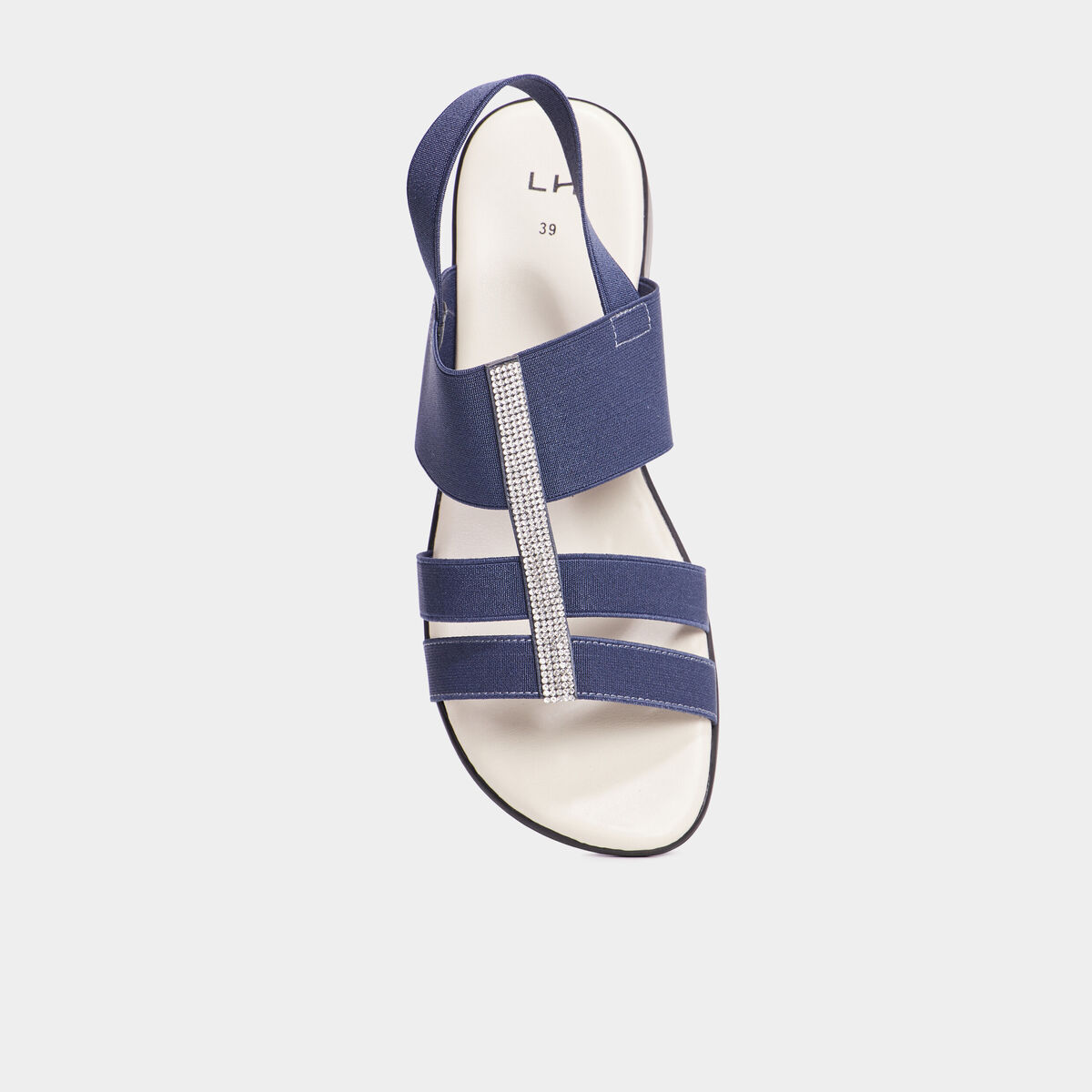 Sandales talons compens&eacute;s bleu marine femme