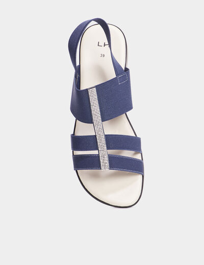 Sandales talons compens&eacute;s bleu marine femme