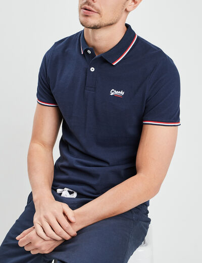 Polo avec broderie poitrine coton Creeks bleu marine homme