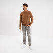 Pull jersey avec col en V marron homme